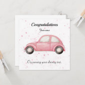 Cute car driving test congratulations cards カード (正面/裏面インサイチュ)