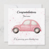 Cute car driving test congratulations cards カード (正面)
