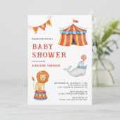 Cute Carnival Circus Baby Shower 招待状 (スタンド正面)