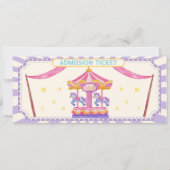 Cute Carousel Circus Ticket Carnival Baby shower  招待状 (裏面)