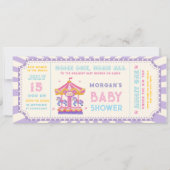 Cute Carousel Circus Ticket Carnival Baby shower  招待状 (正面)