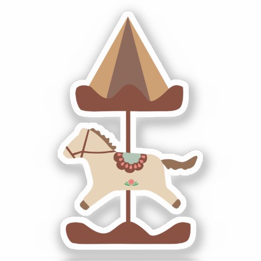 Cute Carousel Horse Cut Sticker シール (正面)