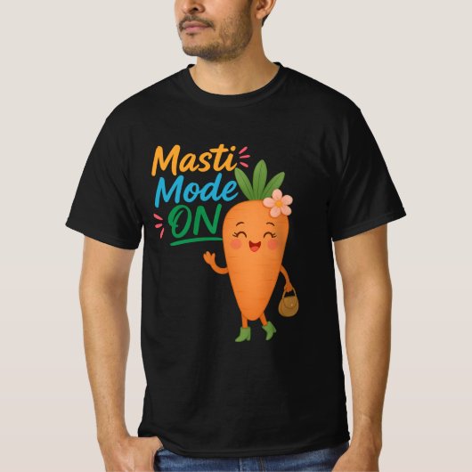Cute Carrot Masti Mode ON Men’s T-Shirt Funny Tシャツ (正面)