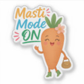 Cute Carrot Masti Mode ON Sticker Sheet Fun Cartoo シール (正面)