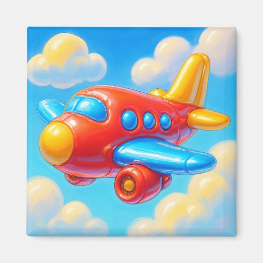 Cute Cartoon Airplane マグネット (正面)