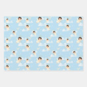 Cute Cartoon Angels And Doves Seamless Pattern ラッピングペーパーシート (正面2)