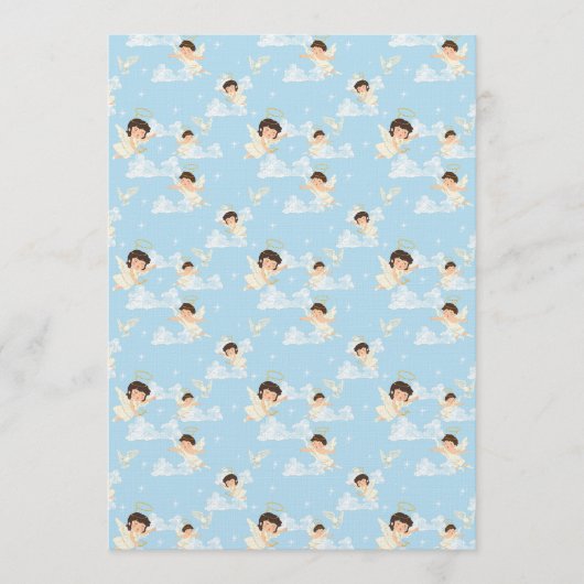 Cute Cartoon Angels And Doves Seamless Pattern 招待状 (正面)