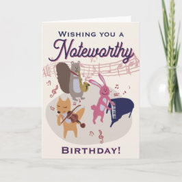 Cute Cartoon Animal Band Woodland Musical Birthday カード