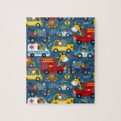 Cute Cartoon Animals And Car Transportation ジグソーパズル (縦)
