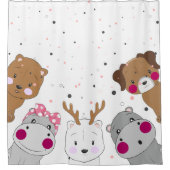 Cute Cartoon Animals Gender Neutral シャワーカーテン (正面)