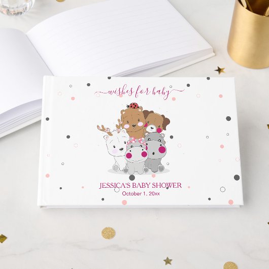 Cute Cartoon Animals Gender Neutral Baby Shower ゲストブック