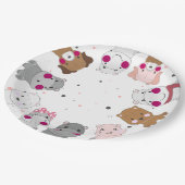 Cute Cartoon Animals Gender Neutral Baby Shower ペーパープレート (アングル)