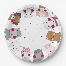 Cute Cartoon Animals Gender Neutral Baby Shower ペーパープレート