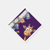 Cute Cartoon Animals Peek-a-Boo any Birthday  スタンダードカクテルナプキン (角)