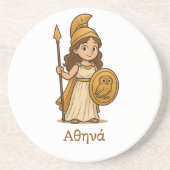 Cute Cartoon Athena Greek Goddess Coaster | Myth コースター (正面)