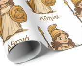 Cute Cartoon Athena – Greek Goddess Custom ラッピングペーパー (ロールコーナー)