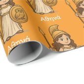 Cute Cartoon Athena – Greek Goddess Custom ラッピングペーパー (ロールコーナー)