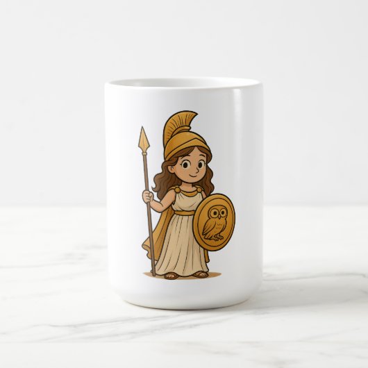 Cute Cartoon Athena – Greek Goddess Mythology コーヒーマグカップ (中央)