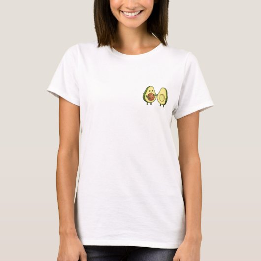Cute Cartoon Avocado Couple with Pregnant Belly Tシャツ (正面)
