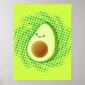 Cute Cartoon Avocado On Distressed Green Vortex  ポスター (正面)