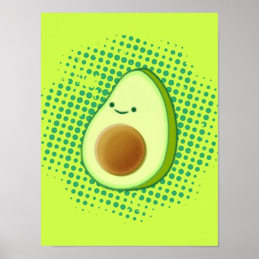 Cute Cartoon Avocado On Distressed Green Vortex  ポスター (正面)