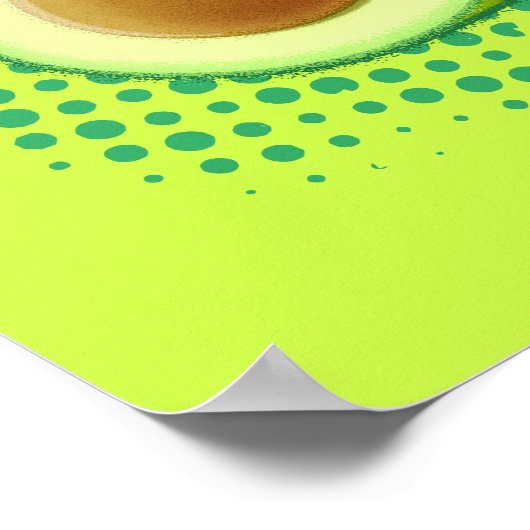 Cute Cartoon Avocado On Distressed Green Vortex  ポスター (角)