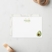 Cute Cartoon Avocado Personalized Monogram ノートカード (正面/裏面インサイチュ)