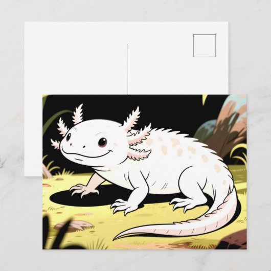 Cute Cartoon Axolotl  ポストカード (正面/裏面)