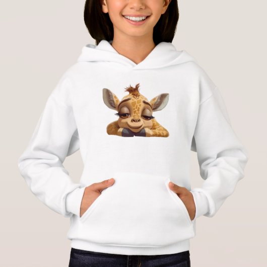 Cute Cartoon Baby Giraffe with Dreamy Eyes (正面)