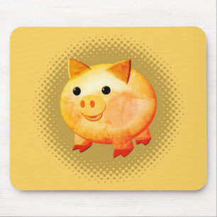 Cute Cartoon Baby Pig Painting マウスパッド