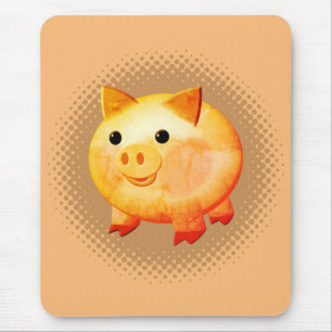 Cute Cartoon Baby Pig Painting マウスパッド