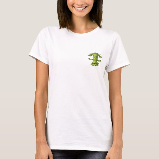 Cute Cartoon Bamboo Character Meditating in Lotus  Tシャツ (正面)