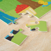 Cute Cartoon Barnyard Animals, Farmer, and Tractor ジグソーパズル (側面)