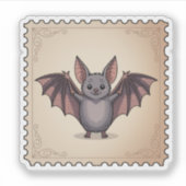 Cute Cartoon Bat Halloween Postage Stamp シール (正面)