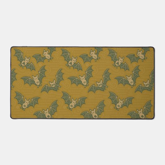 Cute Cartoon Bats Flying Binary Code  デスクマット (正面)