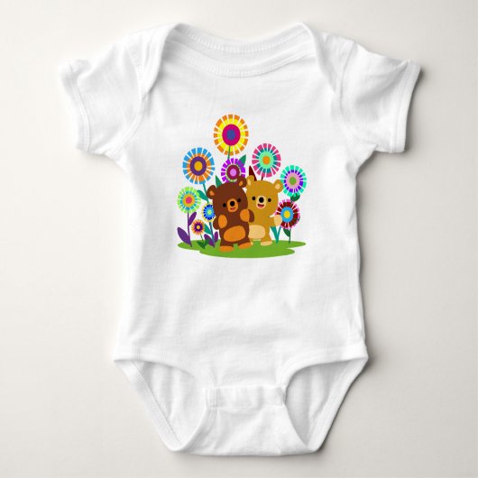 Cute Cartoon Bears' Garden Baby Bodysuit ベビーボディスーツ (正面)