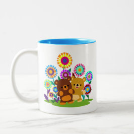 Cute Cartoon Bears' Garden Mug ツートーンマグカップ