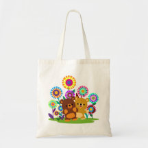 Cute Cartoon Bears' Garden Tote Bag