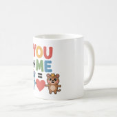 Cute Cartoon Bears Love Formula: "You + Me = Heart コーヒーマグカップ (正面右)