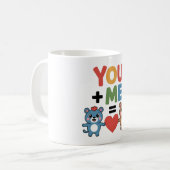 Cute Cartoon Bears Love Formula: "You + Me = Heart コーヒーマグカップ (正面左)