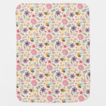 Cute cartoon bee flower pastel pattern