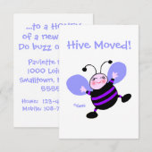 Cute Cartoon Bee Woman Moving Announcement 案内状 (正面/裏面)