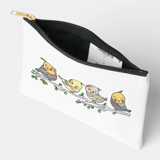Cute Cartoon Birds bag, Adorable Bird Illustration アクセサリーポーチ (見開き)