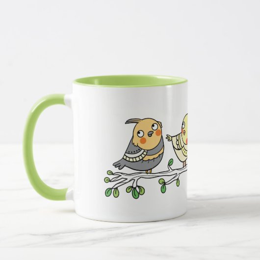 Cute Cartoon Birds Mug, Adorable Bird Illustration マグカップ (左)