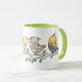Cute Cartoon Birds Mug, Adorable Bird Illustration マグカップ (正面右)