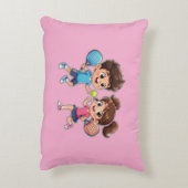 Cute Cartoon Boy and Girl Playing Padel Tennis – F アクセントクッション (裏面(縦))