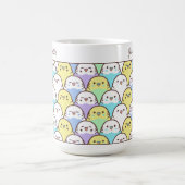 Cute Cartoon Budgie Parrot Pattern Name コーヒーマグカップ (中央)