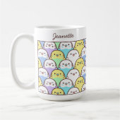 Cute Cartoon Budgie Parrot Pattern Name コーヒーマグカップ (左)
