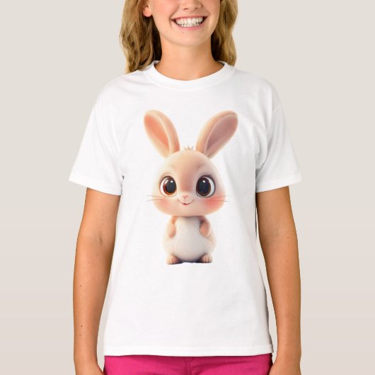 Cute Cartoon Bunny – Big-Eyed Rabbit Design Tシャツ (正面)