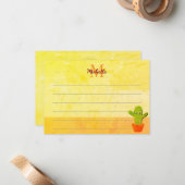 Cute Cartoon Cactus Painting Custom Lined Monogram ノートカード (正面/裏面インサイチュ)